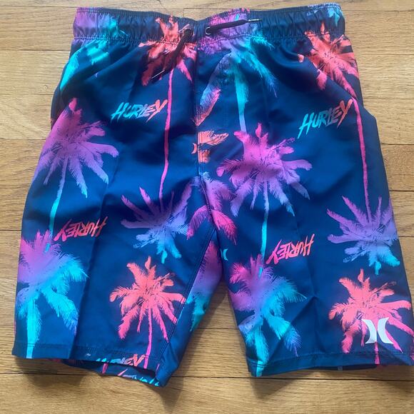 NWT Hurley Big Boys Woven Palm Print Swim Shorts Trunks (Sz. M) - Picture 2 of 6